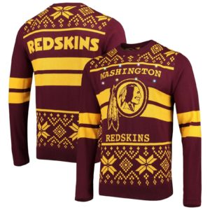 Washington Redskins NFL Big Logo Light Up Sweater 5 Sizes