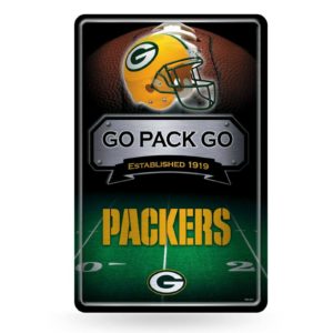 Green Bay Packers NFL 11x17 Go Pack Go Metal Embossed Slogan Sign