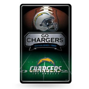 Los Angeles Chargers NFL 11x17 Go Chargers Metal Embossed Slogan Sign