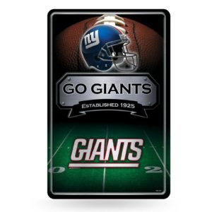 New York Giants NFL 11x17 Go Giants Metal Embossed Slogan Sign