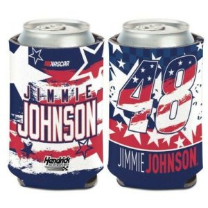 Jimmie Johnson 2020 Wincraft #48 Hendrick Motorsports Patriotic 12oz Can Coolie with American flag design
