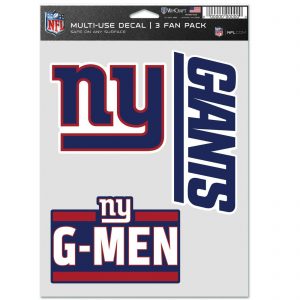 New York Giants Wincraft NFL 3 Piece Fan Multi Use Decal Set