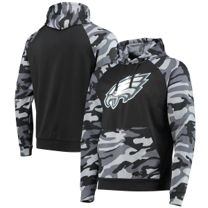 Philadelphia Eagles NFL Camo Raglan Pullover Hoodie Black