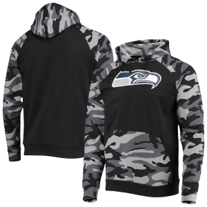 Seattle Seahawks NFL Camo Raglan Pullover Hoodie Black
