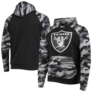 Las Vegas Raiders NFL Camo Raglan Pullover Hoodie Black