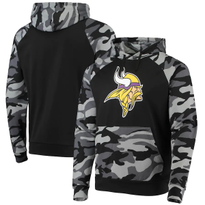 Minnesota Vikings NFL Camo Raglan Pullover Hoodie Black