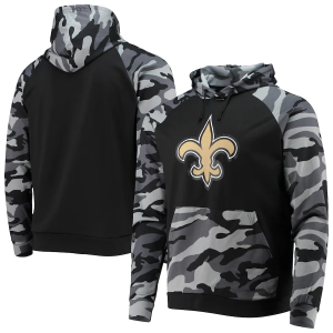 New Orleans Saints NFL Camo Raglan Pullover Hoodie Black