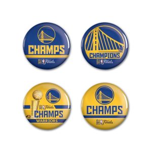 Golden State Warriors Wincraft NBA World Champions Button Pins 4 Pack 1-1/4" Round