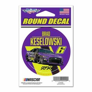 Brad Keselowski 2022 Wincraft #6 Violet Defense Round Decal 3"