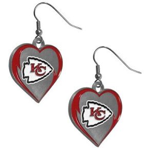 Kansas City Chiefs NFL Heart Dangle Earrings