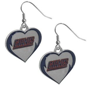 New York Giants NFL Heart Dangle Earrings