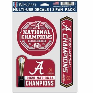 Alabama Crimson Tide Wincraft 2020 National Champions Multi Use Decal Sheet(3pk)