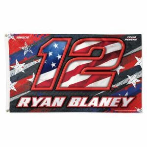 Ryan Blaney 2022 Wincraft #12 Team Penske Patriotic Flag 3x5, durable fabric, vibrant colors, two grommets, quad stitched