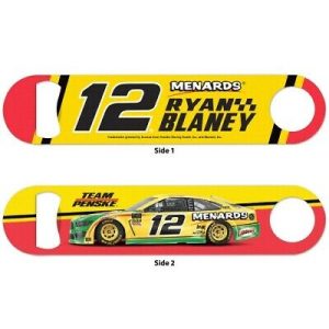 Ryan Blaney Wincraft #12 Libman/Menard's metal bottle opener with heavy-duty design, dual functionality, and printed graphics