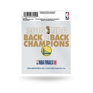 Golden State Warriors 2018 NBA Champions Back 2 Back 3x4 Static Cling Decal