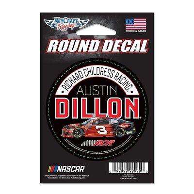 Austin Dillon 2018 Wincraft #3 Dow Round Decal 3"