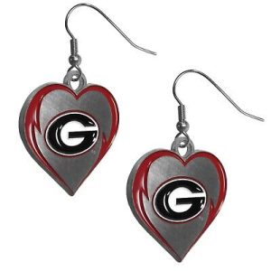 Georgia Bulldogs NCAA Heart Dangle Earrings