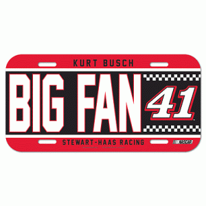 Kurt Busch Wincraft #41 Stewart-Haas BIG FAN Poly License Plate