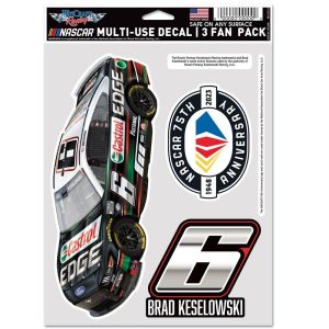 Brad Keselowski 2023 Wincraft #6 Castrol Edge Multi Use Decal Sheet(3Pk)