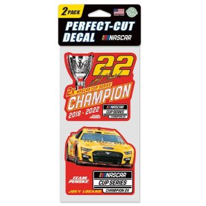 Joey Logano 2022 Wincraft #22 NASCAR Cup Series 2X Champion 4x8 2pc Decal Set