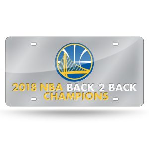 Golden State Warriors 2018 NBA Back 2 Back Champions Laser Mirrored License Tag