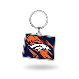 Denver Broncos Metal Colorado State Shaped Keychain