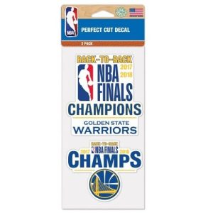 Golden State Warriors Wincraft NBA Back to Back Champions 4x4 Decal Set 2 Pc