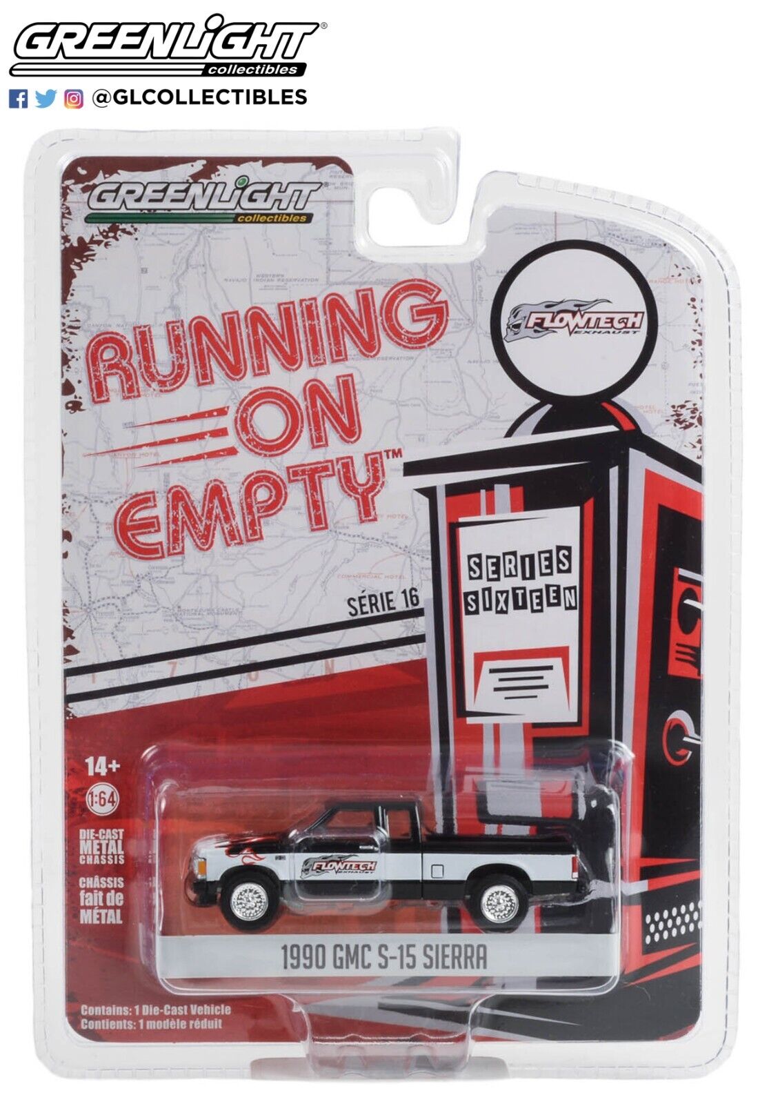 Greenlight 1/64 Running on Empty S16, 1990 Flowtech Exhaust GMC S-15 Sierra