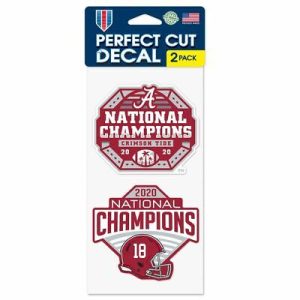 Alabama Crimson Tide Wincraft NCAA 2020 National Champions 4x8 2pc Decal Set