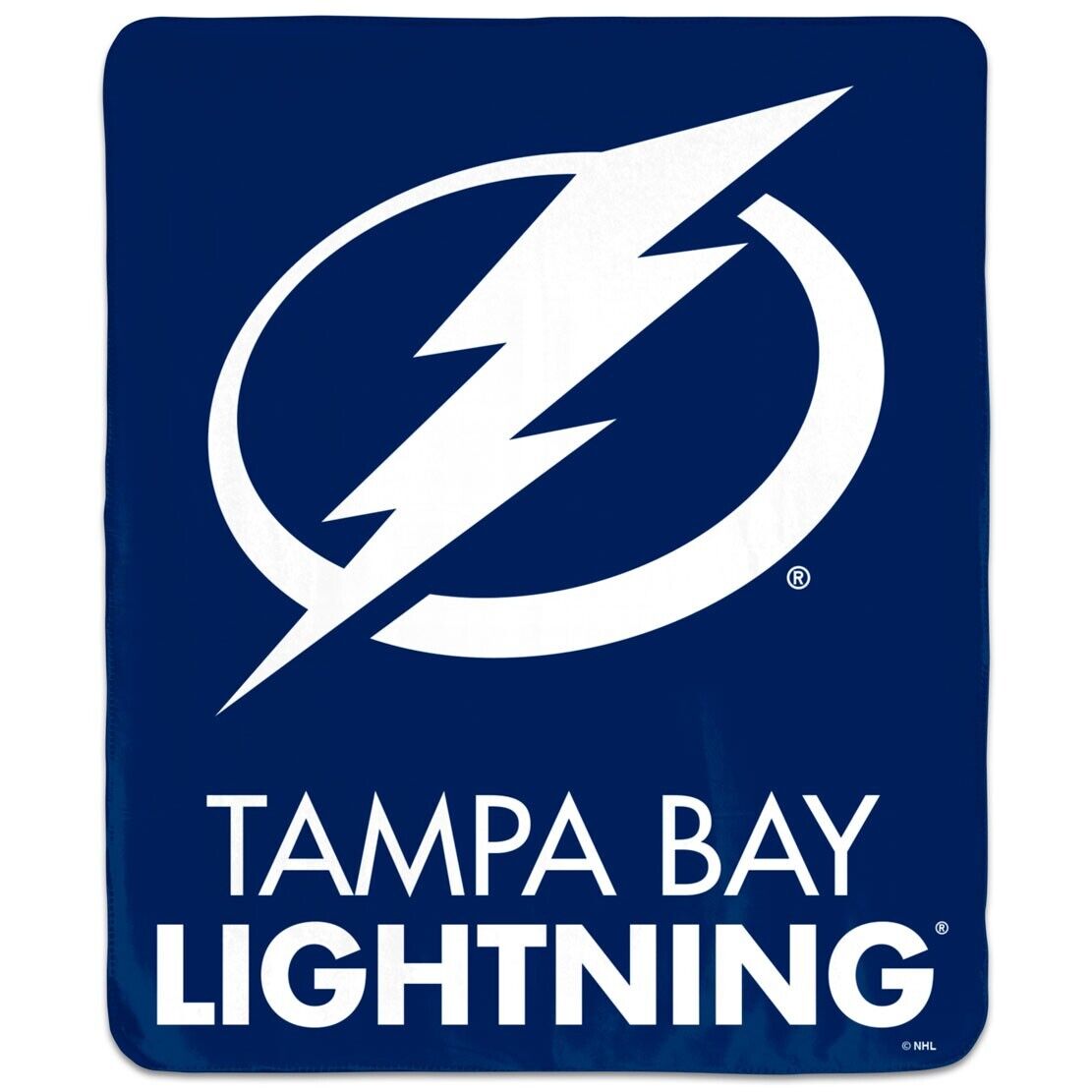 Tampa Bay Lightning NHL Winning Image 50x60 Throw Blanket by Wincraft, cozy fleece with team logo, displayed on bed