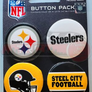 Pittsburgh Steelers Wincraft NFL Button Pins 4 Pack 1-1/4" Round