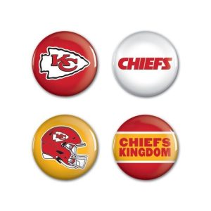 Kansas City Chiefs Wincraft NFL Button Pins 4 Pack 1-1/4" Round