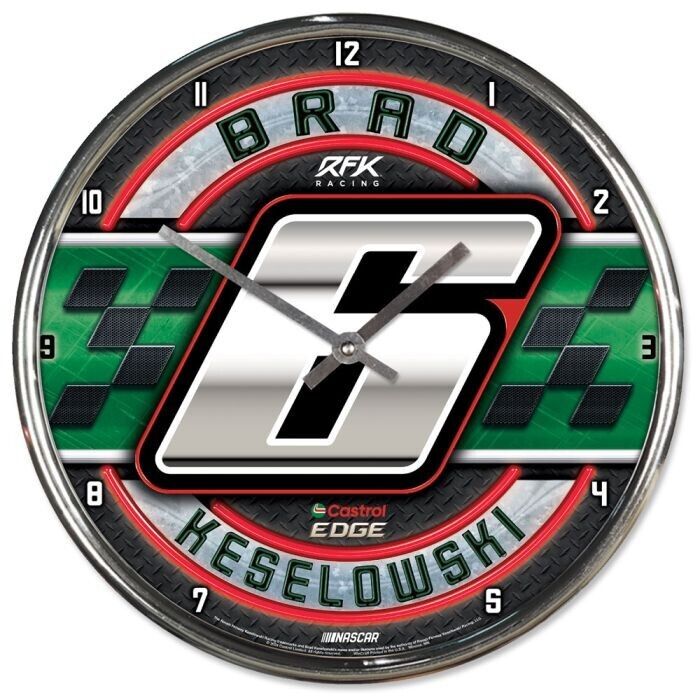 Brad Keselowski 2024 Wincraft #6 Castrol Edge 12" Chrome Round Clock