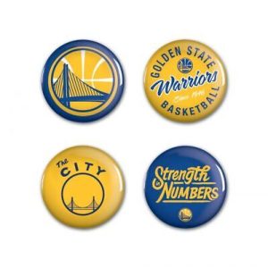 Golden State Warriors Wincraft NBA Button Pins 4 Pack 1-1/4" Round