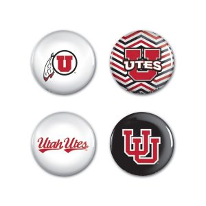 Utah Utes Wincraft NCAA Button Pins 4 Pack 1-1/4" Round