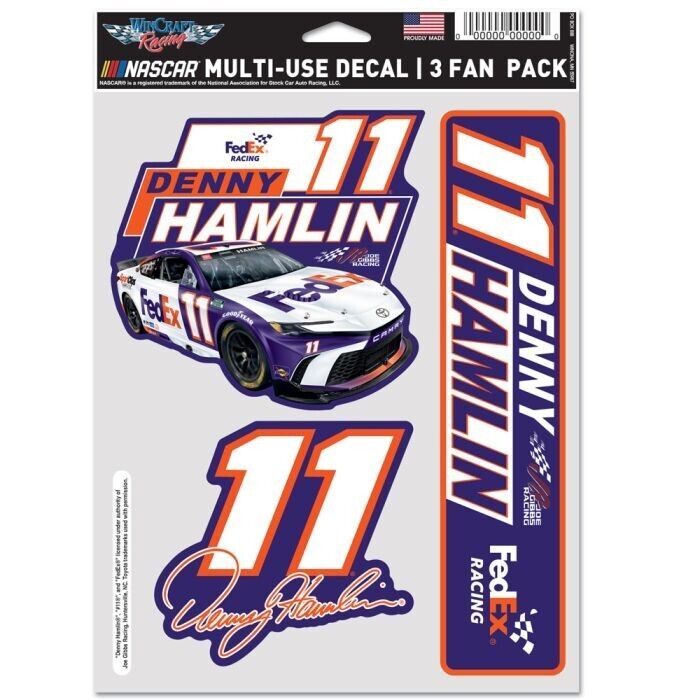 Denny Hamlin 2024 Wincraft #11 Fed Ex Racing Multi Use Decal Sheet (3Pc)