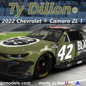 Ty Dillon 2022 Salvinos JR 1/24 #42 Black Rifle Coffee Chevy Camaro ZL1 Next Gen Unassembled Model Kit.