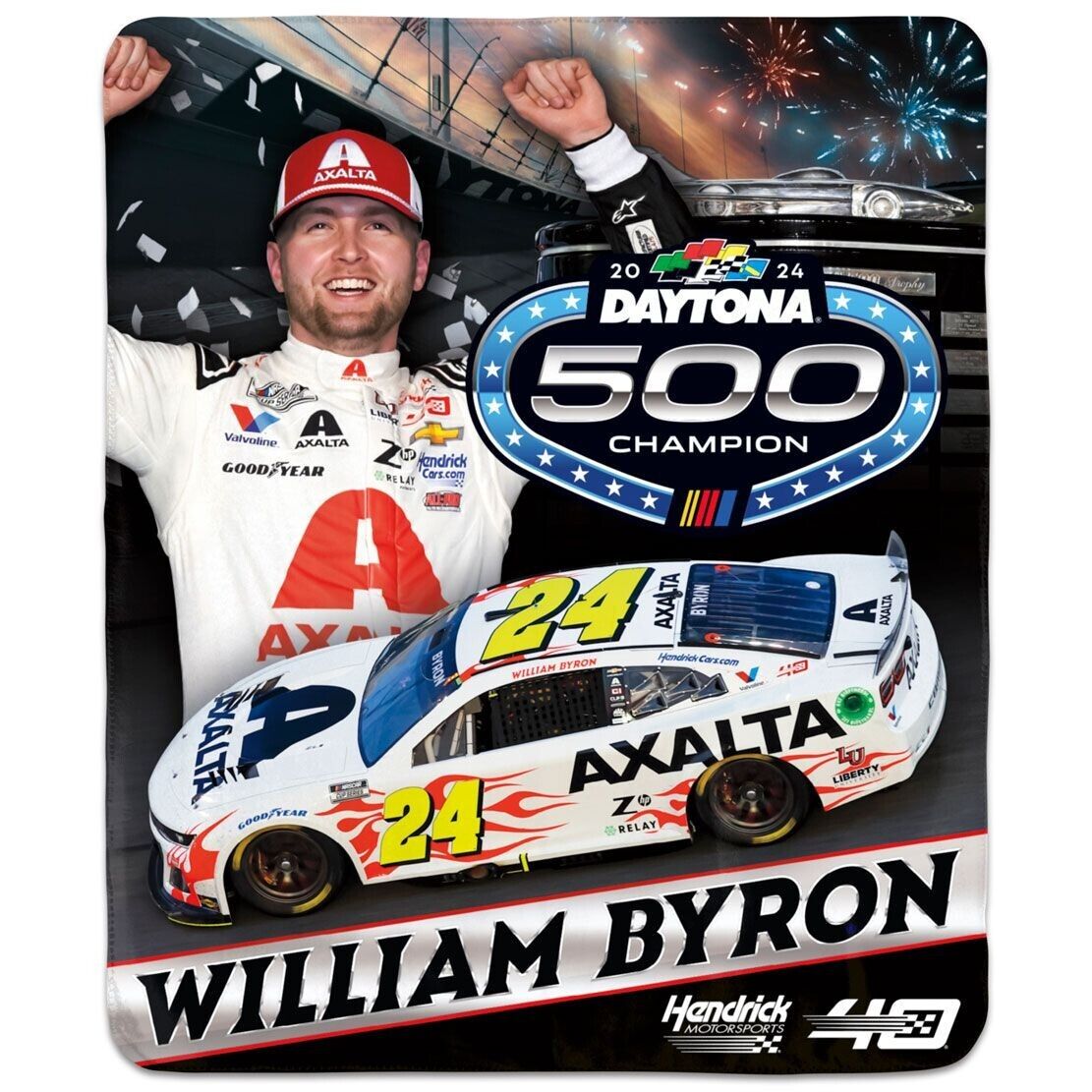 William Byron 2024 Winning Image #24 Axalta Daytona 500 Win 50x60 Throw Blanket