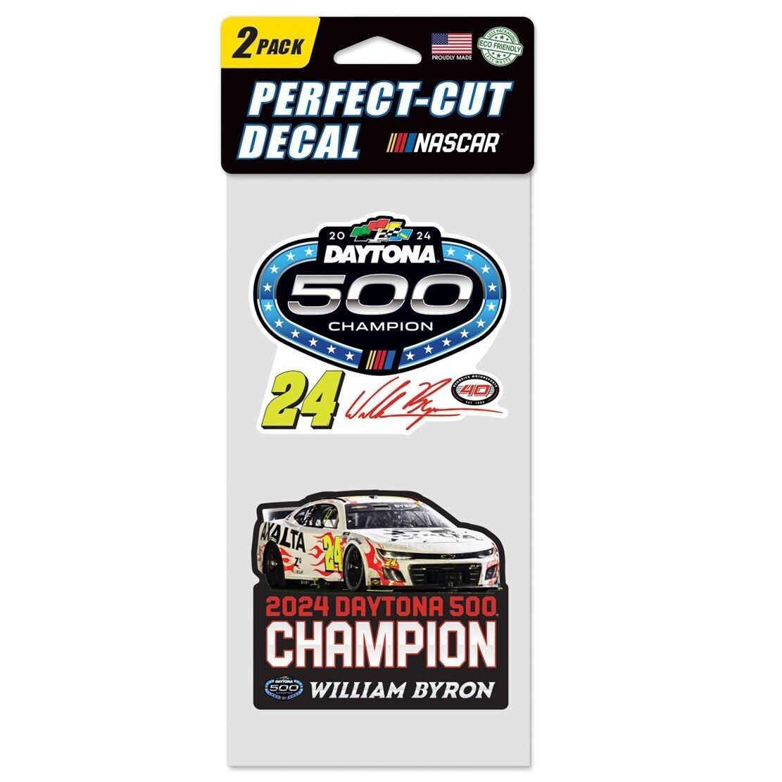 William Byron 2024 Wincraft #24 Daytona 500 Winner 4x8 2pc Decal Set