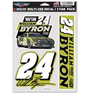 William Byron 2024 Wincraft #24 Raptor Multi Use Decal Sheet (3Pc)