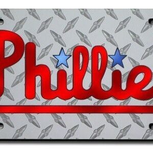 Philadelphia Phillies MLB Metal Diamond Cut License Plate Tag. 