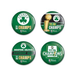 Boston Celtics 2024 World Champions Button Pins 4 Pack 1-1/4" Round