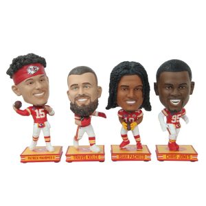 Kansas City Chiefs Forever Collectables NFL Super Bowl LVIII Champions Mini Bigheads Bobblehead Set.