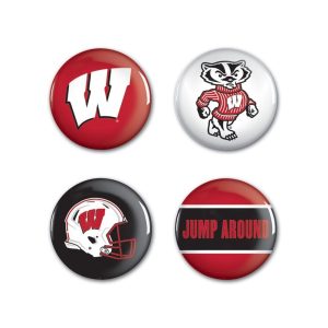 Wisconsin Badgers Football Button Pins 4 Pack 1-1/4" Round