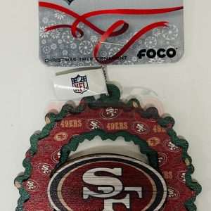 San Francisco 49ers Wooden Wreath Holiday Ornament