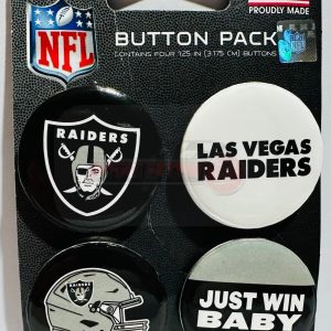 Las Vegas Raiders Button Pins 4 Pack 1-1/4" Round