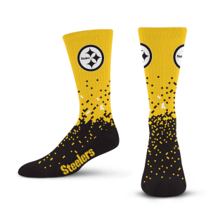 Pittsburgh Steelers NFL Spray Zone Socks, large, crew length, breathable arch support, fits men's shoe size 10-13, machine washable