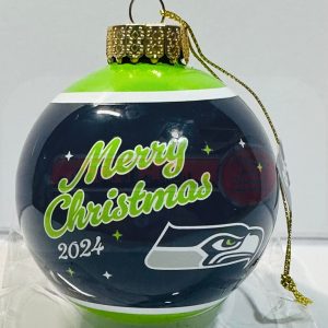 Seattle Seahawks Glass Ornament 2024 | NFL Holiday Décor