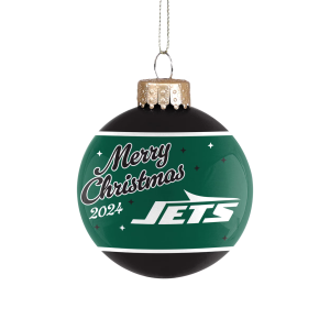 New York Jets FOCO NFL 2024 Glass Ball Holiday Ornament.