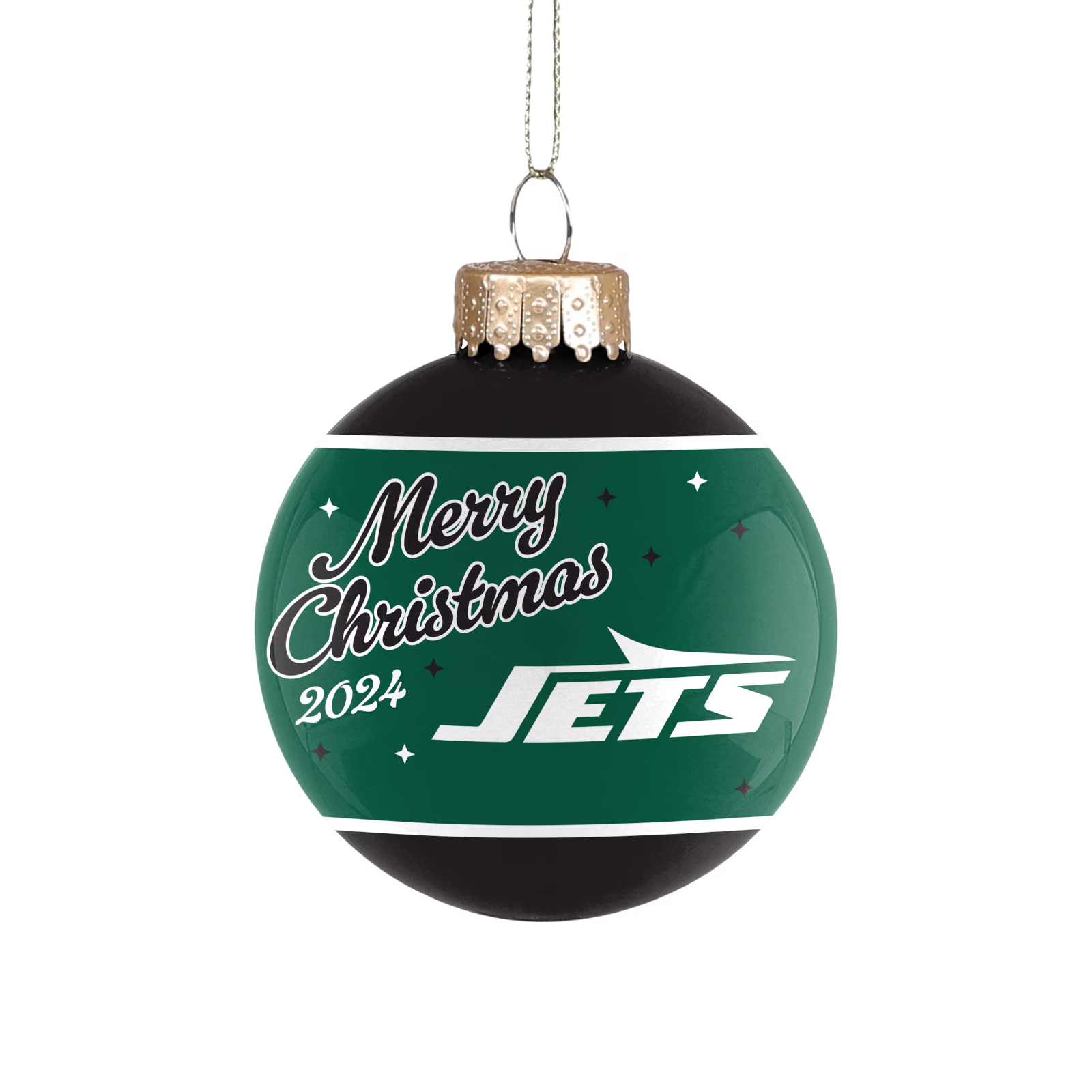 New York Jets FOCO NFL 2024 Glass Ball Holiday Ornament.